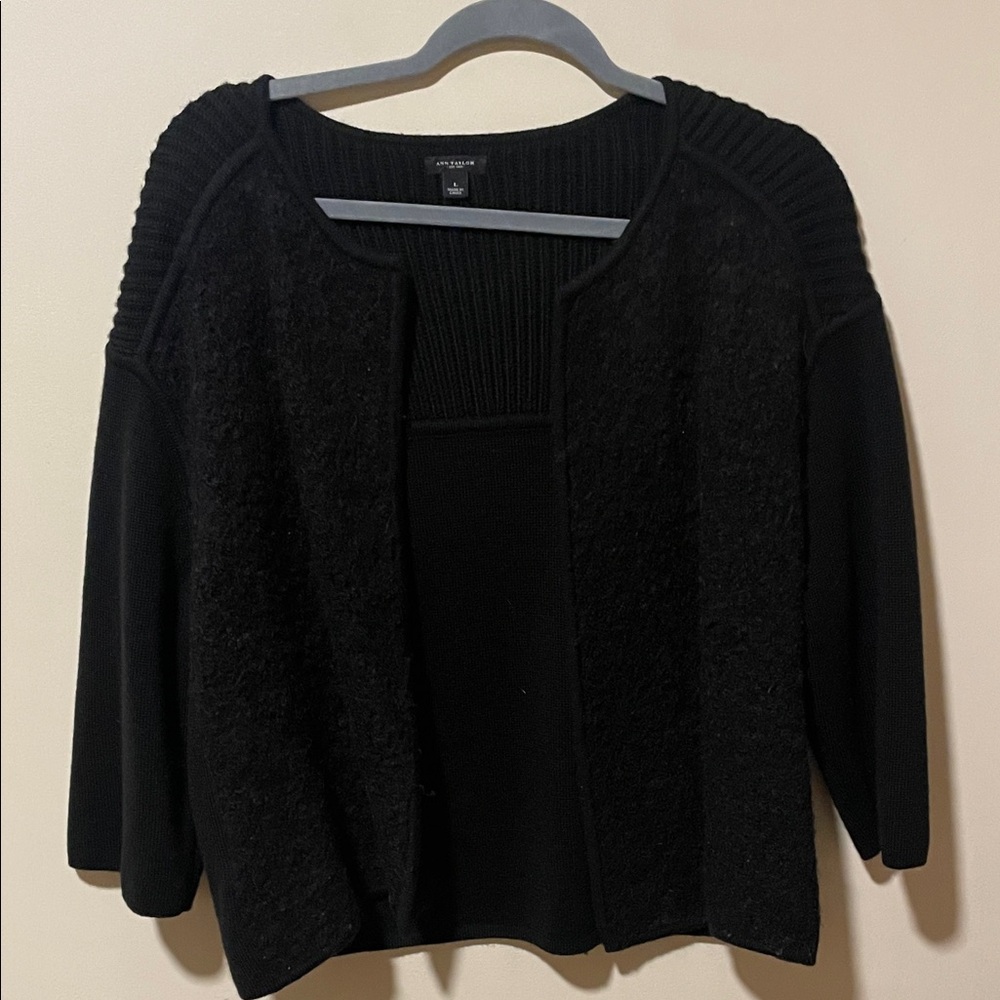 Ann Taylor Black Open-Front Cardigan